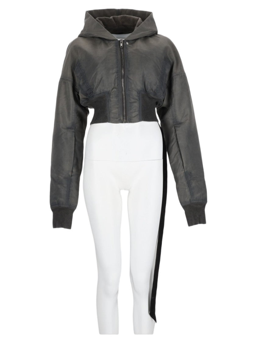 Drkshdw By Rick Owens Charcoal Boxy Hooded Nylon Jacket