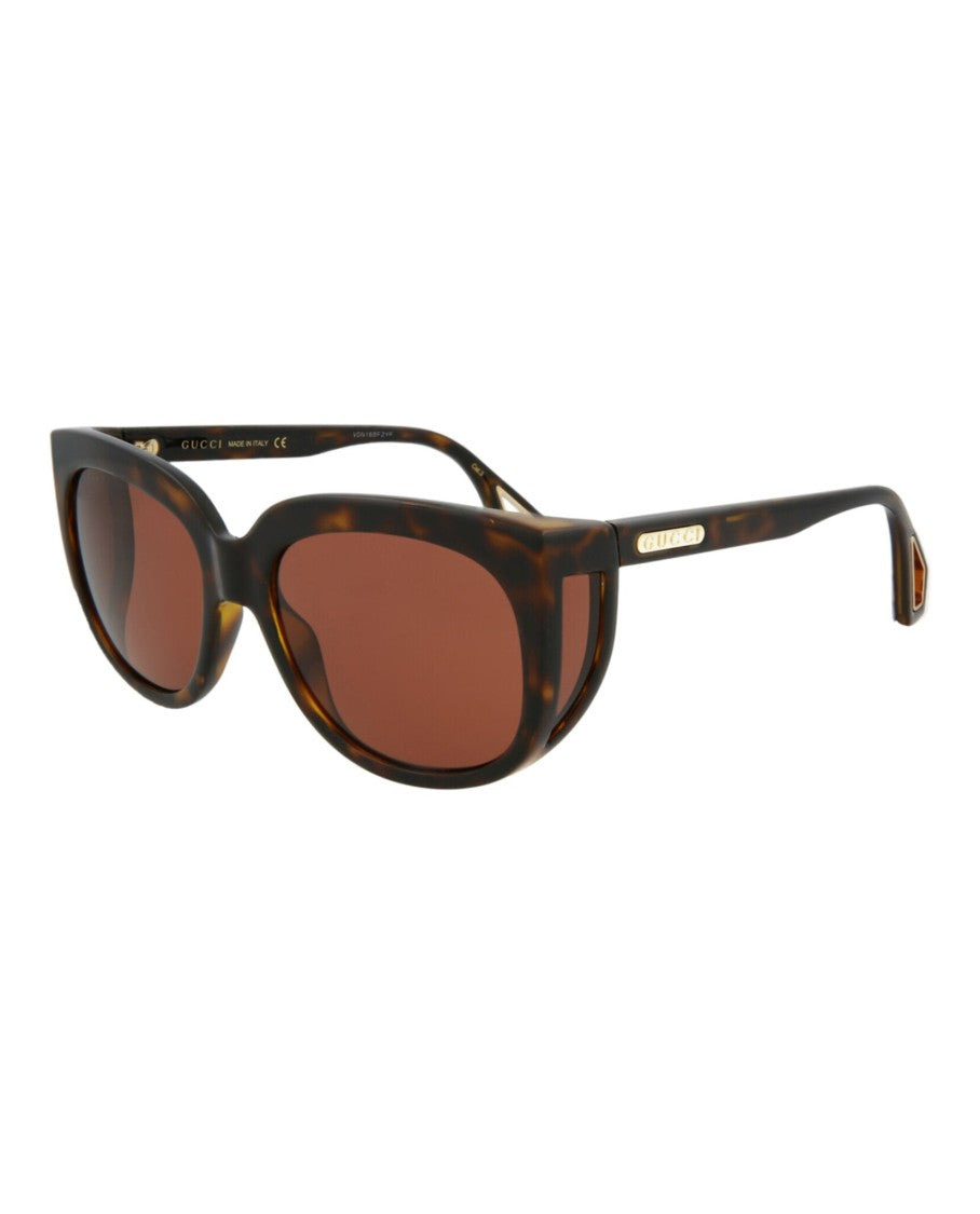 Gucci Tortoiseshell Square-Frame Injection Sunglasses With Saddle Nose Bridge