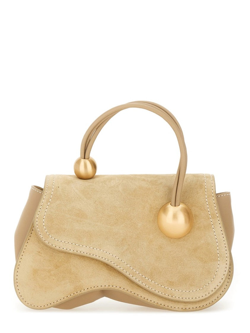 Cult Gaia Mini Shoulder Bag With Wavy Silhouette And Gold Accents