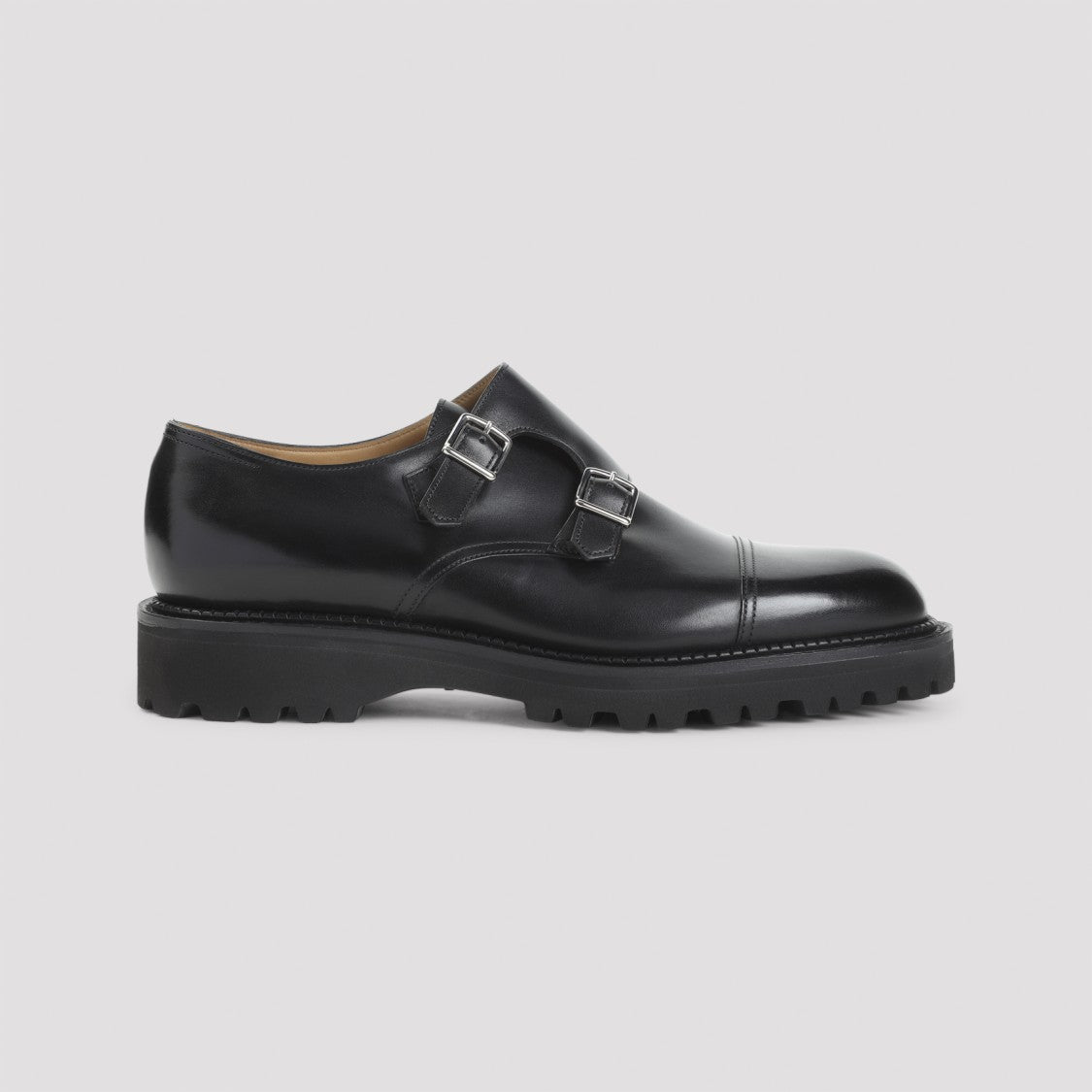 John Lobb Almond Toe Leather Shoes With Dual Buckle Straps