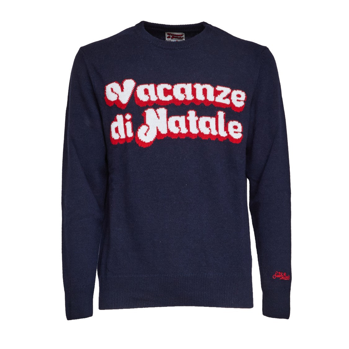 Mc2 Saint Barth Crewneck Sweater With Jacquard Logo And Ribbed Accents