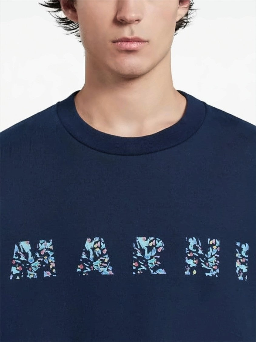 Marni Long-Sleeve Cotton Sweatshirt With Floral Logo Design