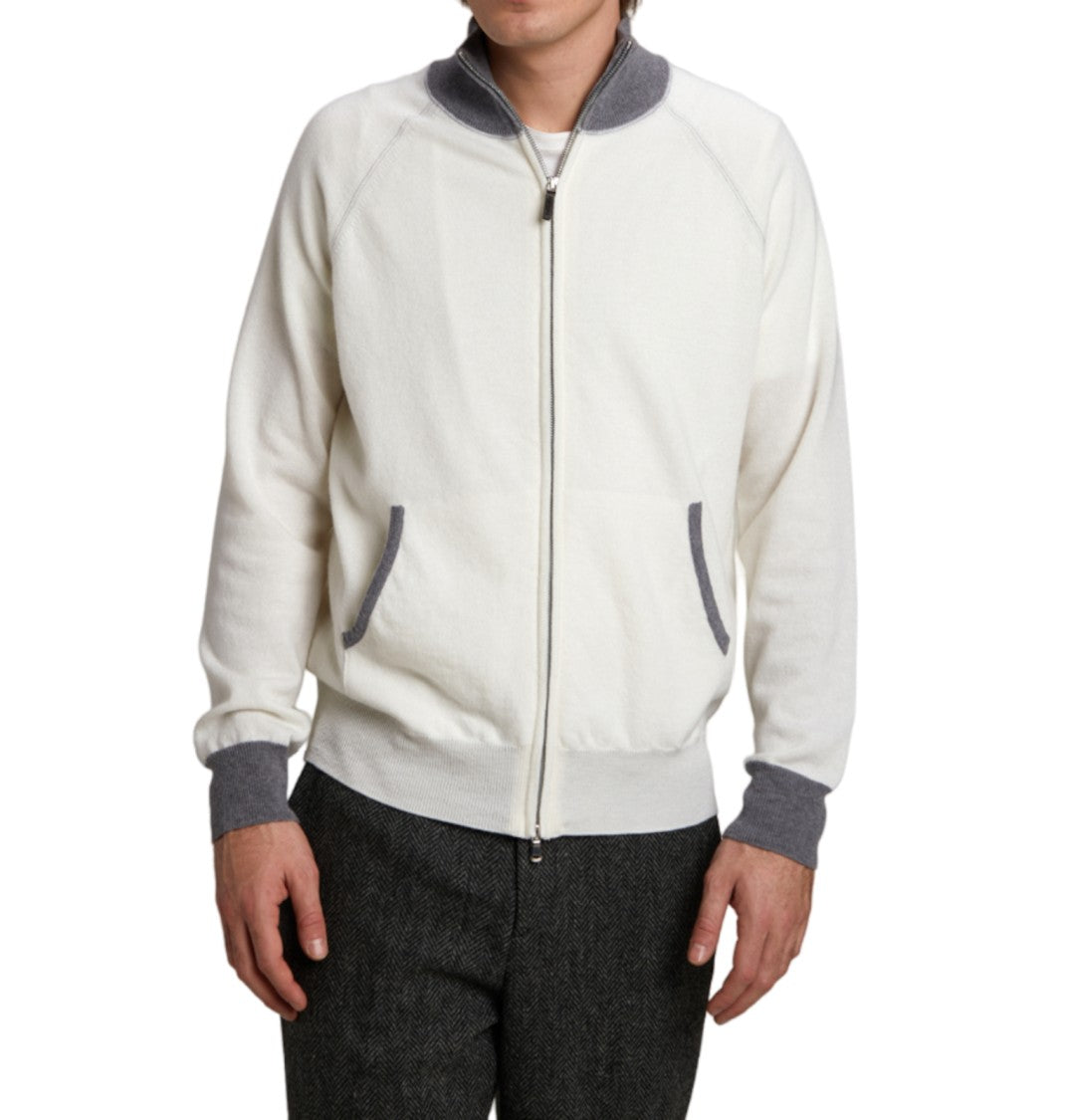 Paolo Fiorillo Capri Zip-Up Jacket With Grey Ribbed Trim