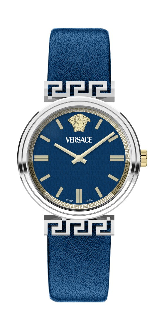 Versace Mythos 36Mm Watch With Silver-Tone Case And Blue Dial