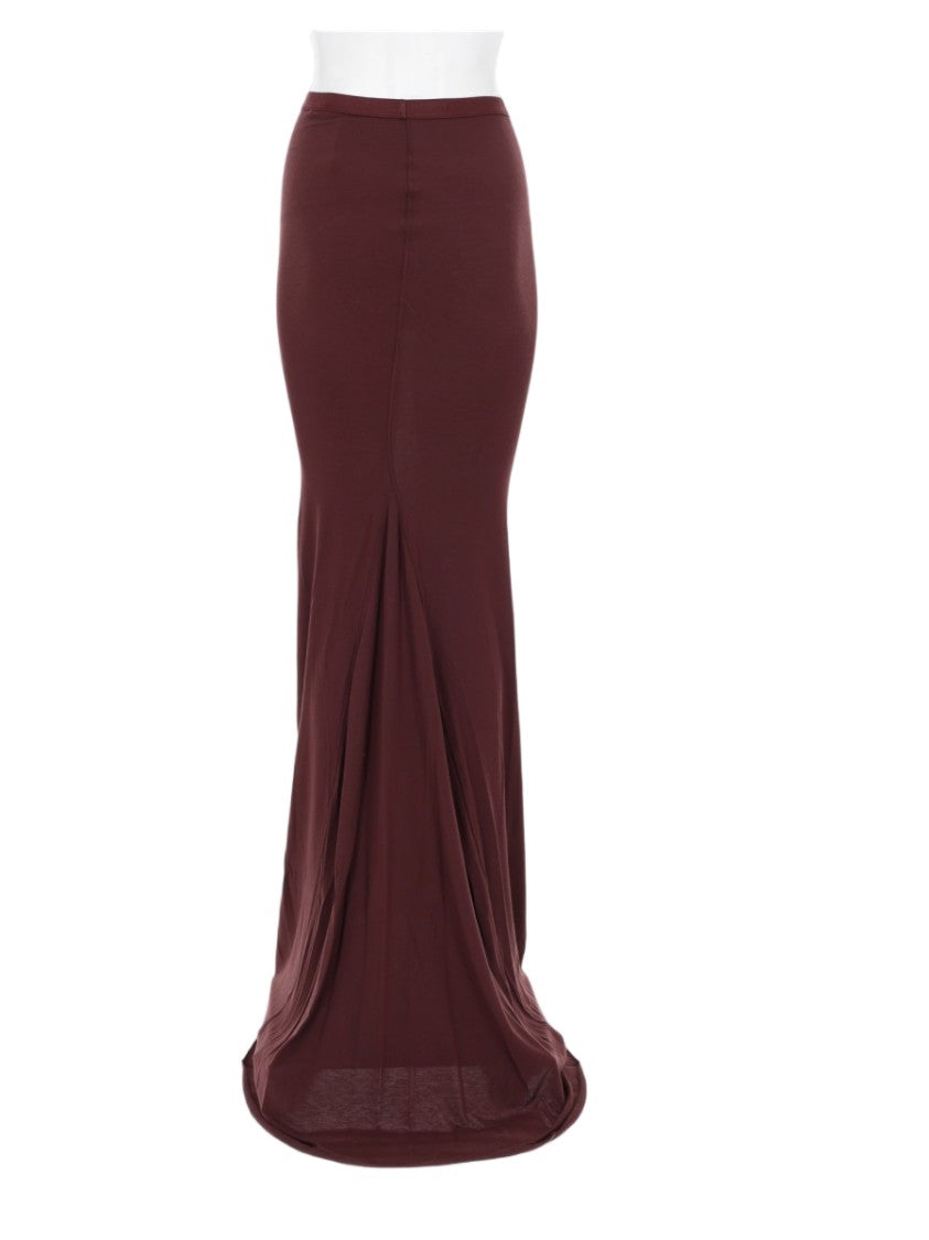 Rick Owens X Lilies Burgundy Draped Back Modal-Blend Maxi Skirt