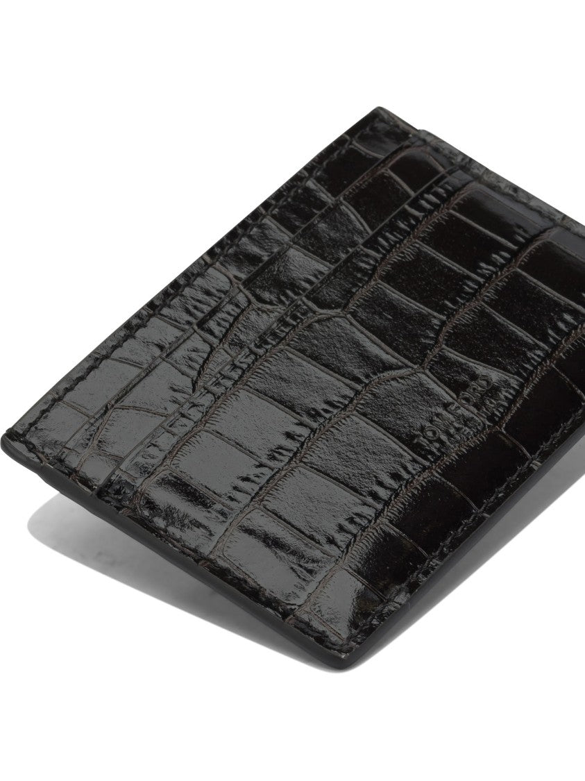 Tom Ford Crocodile-Print Leather Card Holder With Glossy Finish