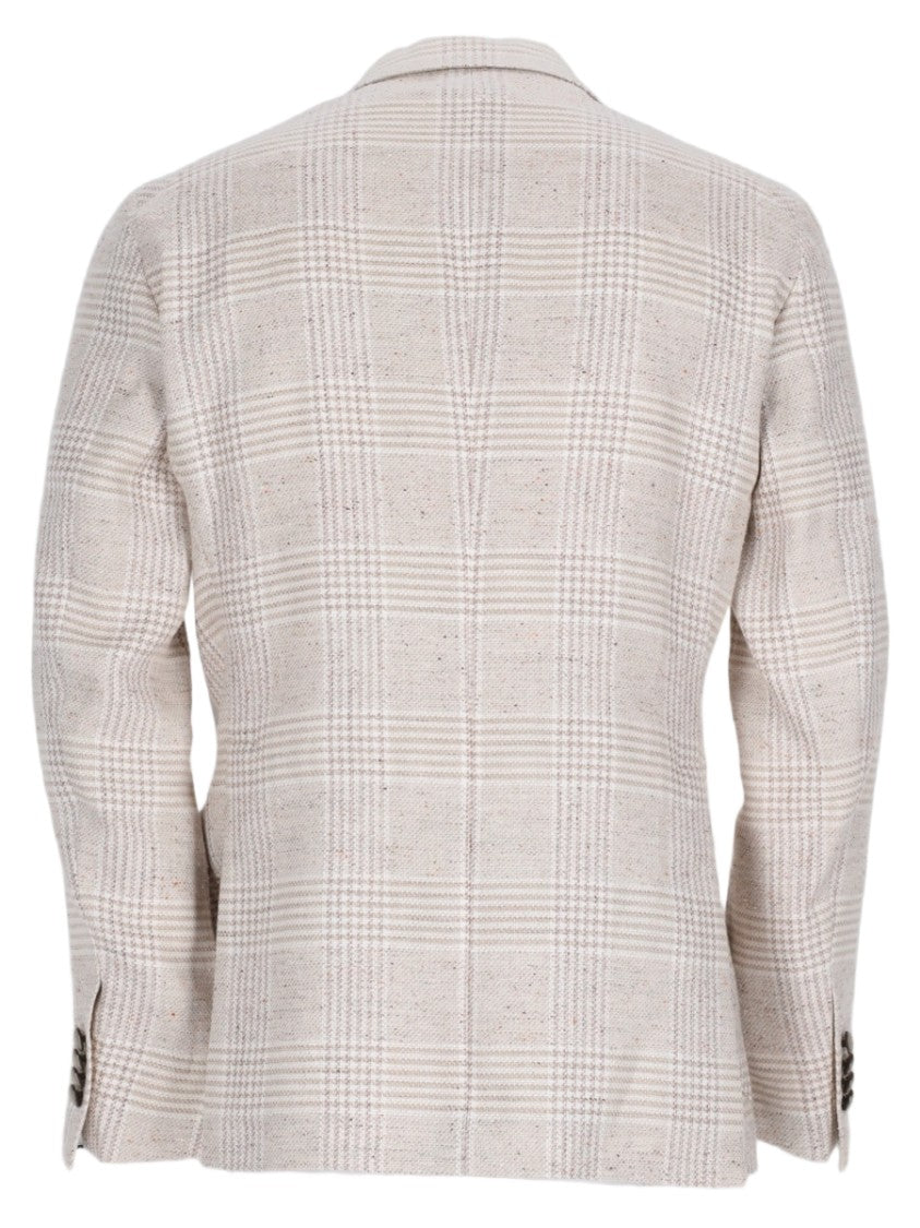 Tagliatore Tailored Checkered Blazer With Notch Lapel And Structured Shoulders