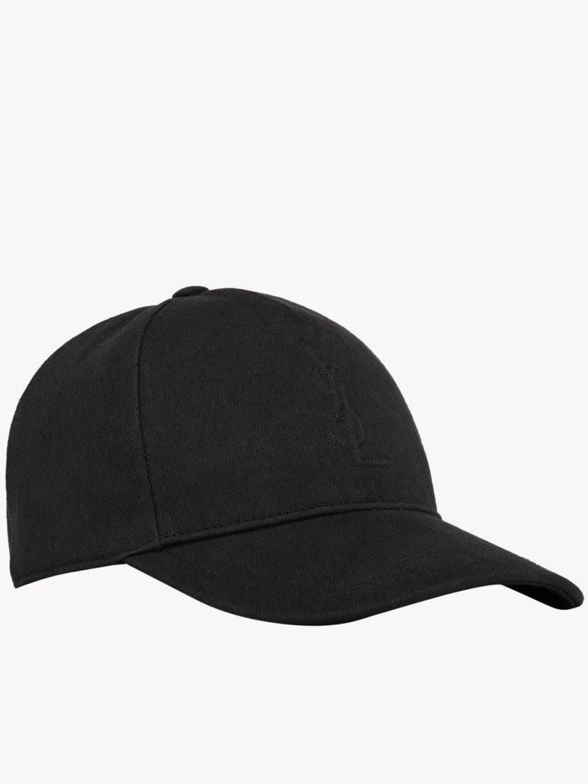 Saint Laurent Black Berretto Cassandre Structured Cap