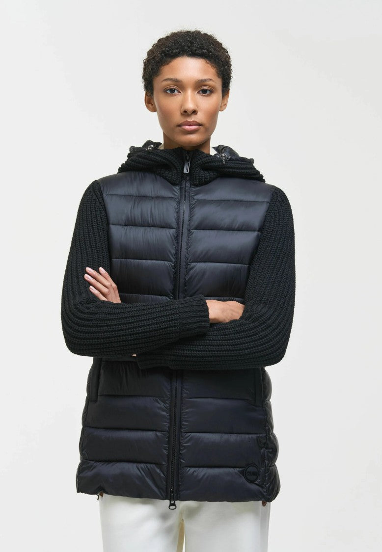 Colmar Quilted Hooded Knitted Sleeves Jacket
