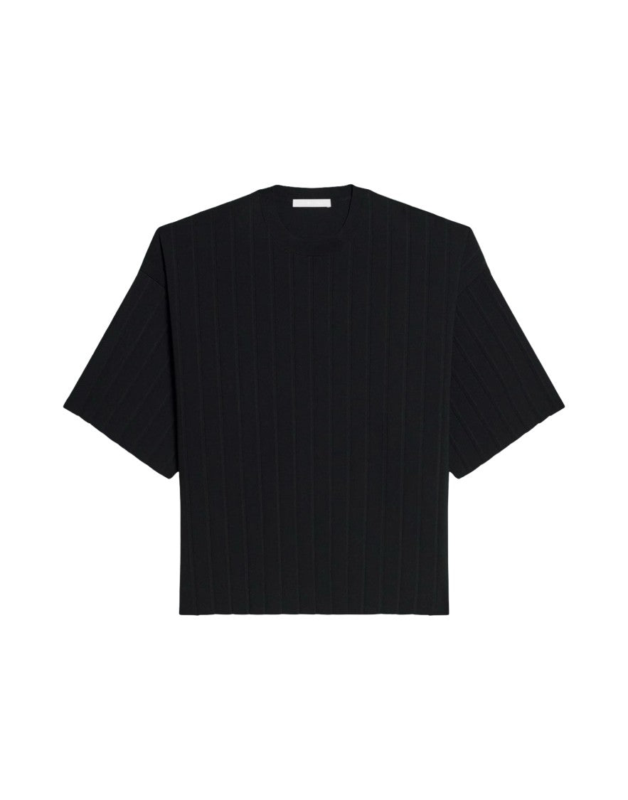 Helmut Lang Pleated Black T-Shirt With Relaxed Fit And Subtle Branding