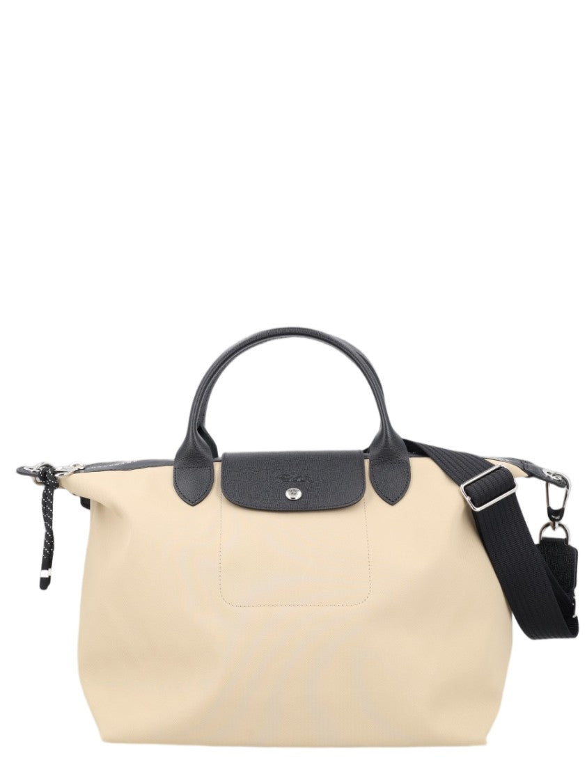 Longchamp Le Pliage Energy Beige Leather Trim Tote Bag