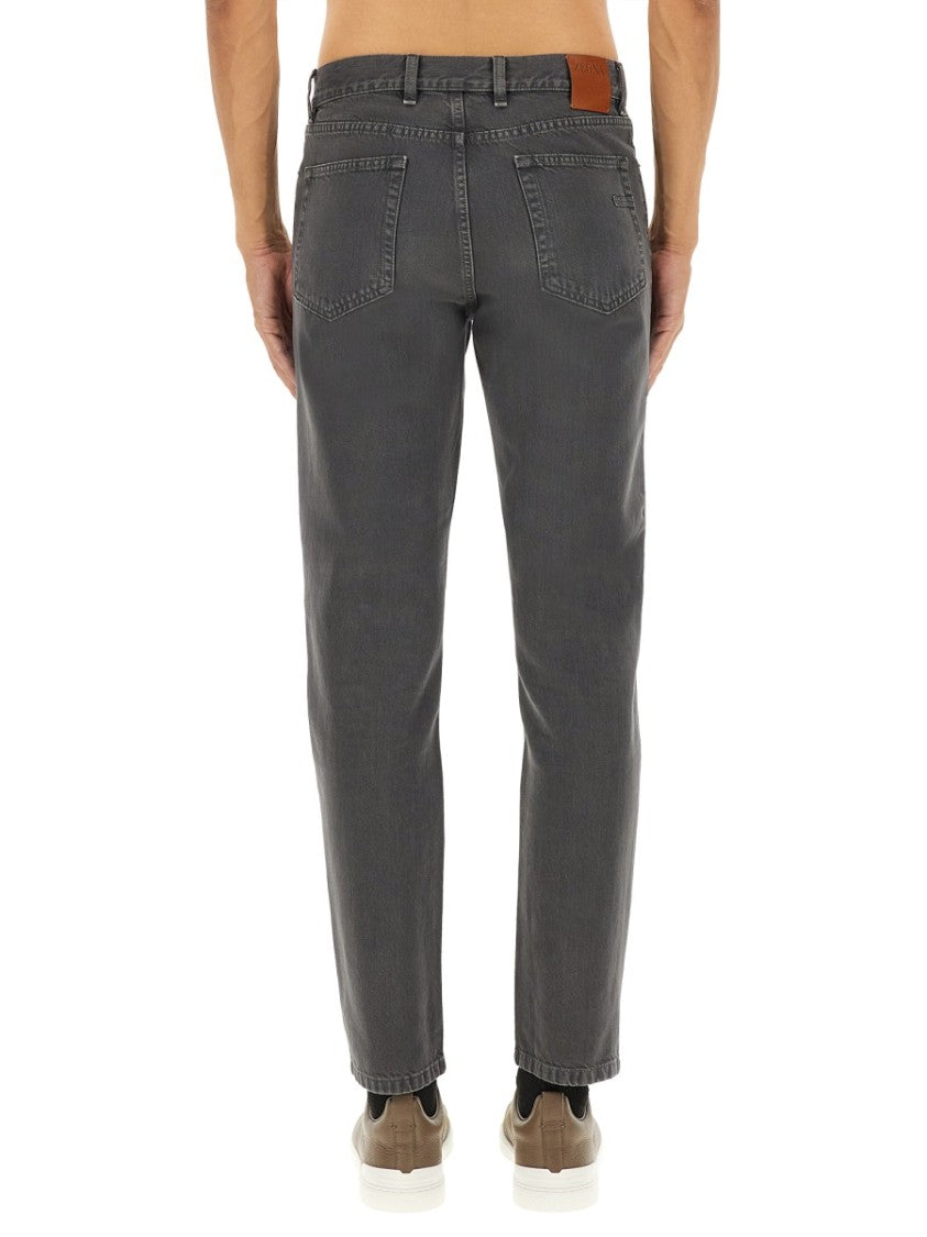 Zegna Charcoal Grey Straight-Leg Denim Pants