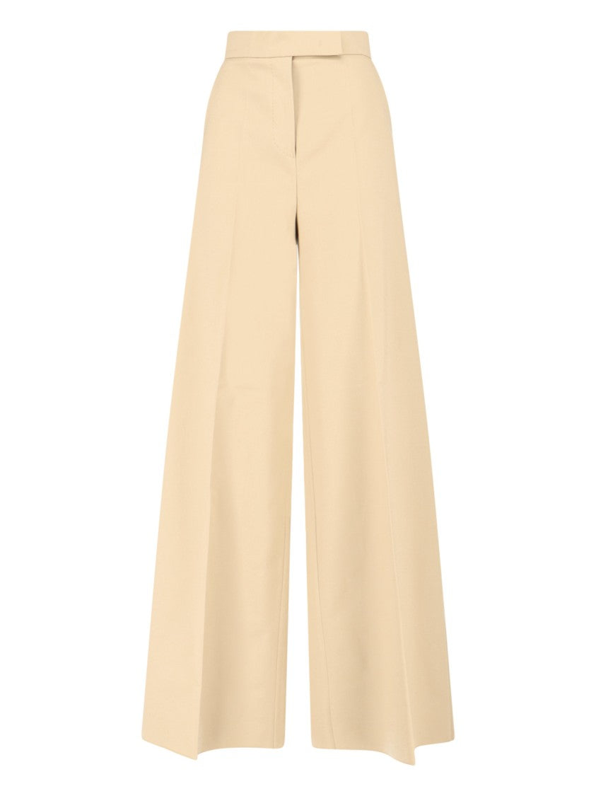 Max Mara "Finish" Wide-Leg Trousers Beige