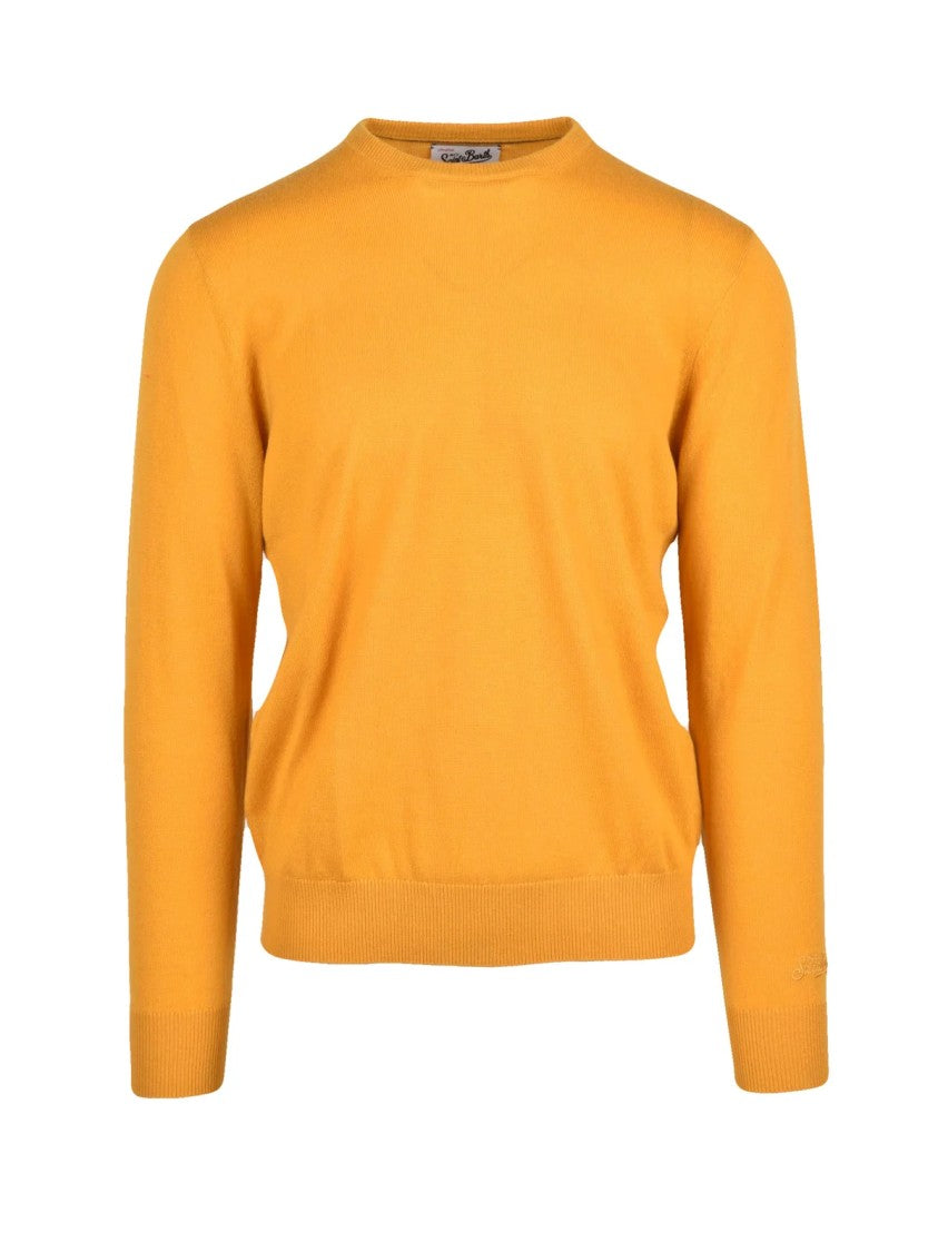 Mc2 Saint Barth Yellow Merino-Cashmere Crewneck Sweater