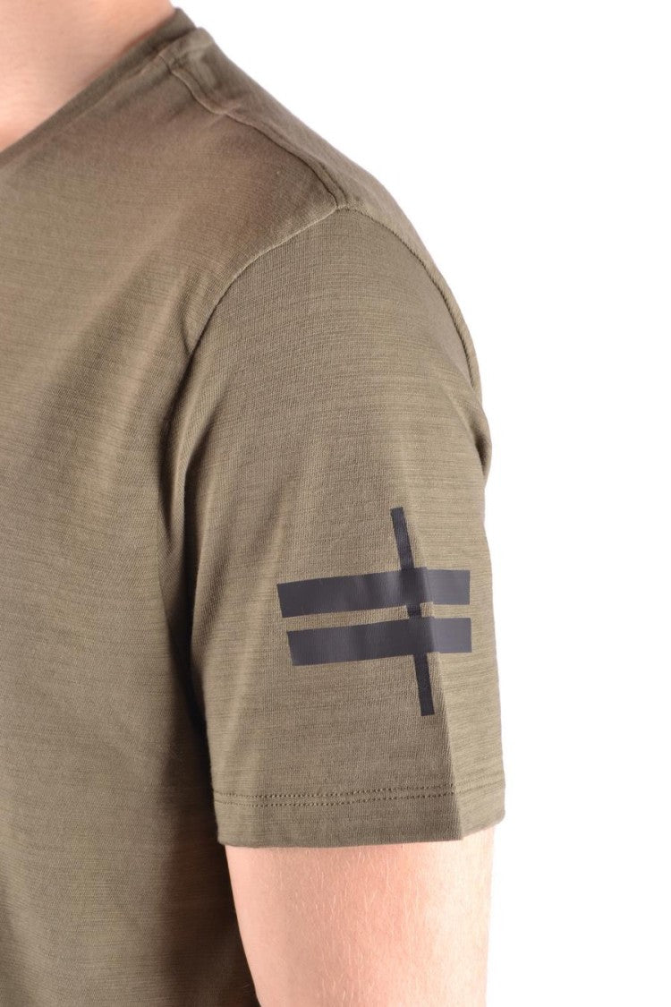 Neil Barrett Olive Green Cotton T-Shirt With Graphic Detail