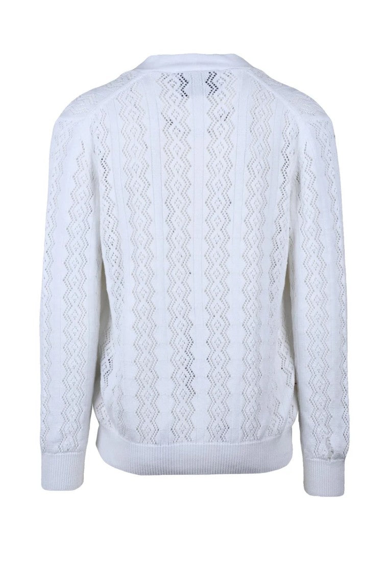 Amaranto Tricot Cotton Cardigan - White