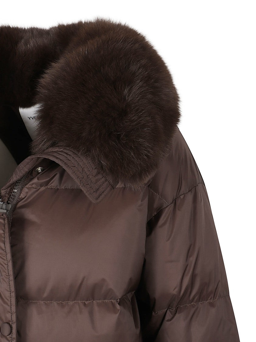 Yves Salomon Short Puffer Coat With Plush Fur Details