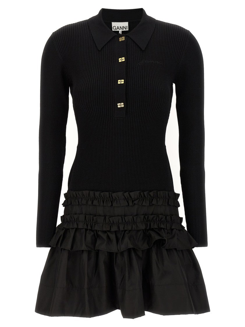 Ganni 'Melange Rib Knit Mini' Dress