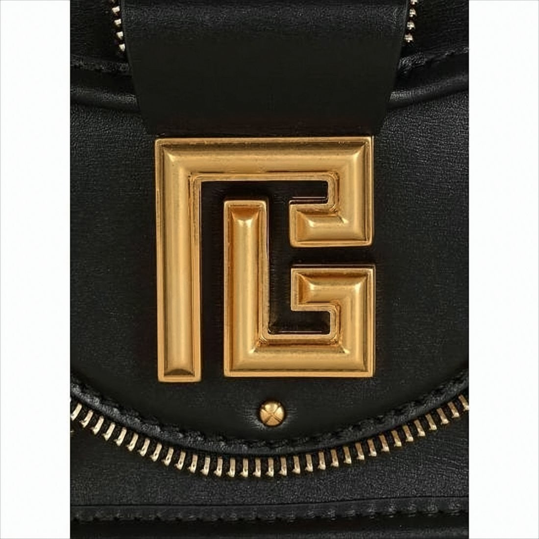 Balmain Structured Black Cowhide Leather Shoulder Bag