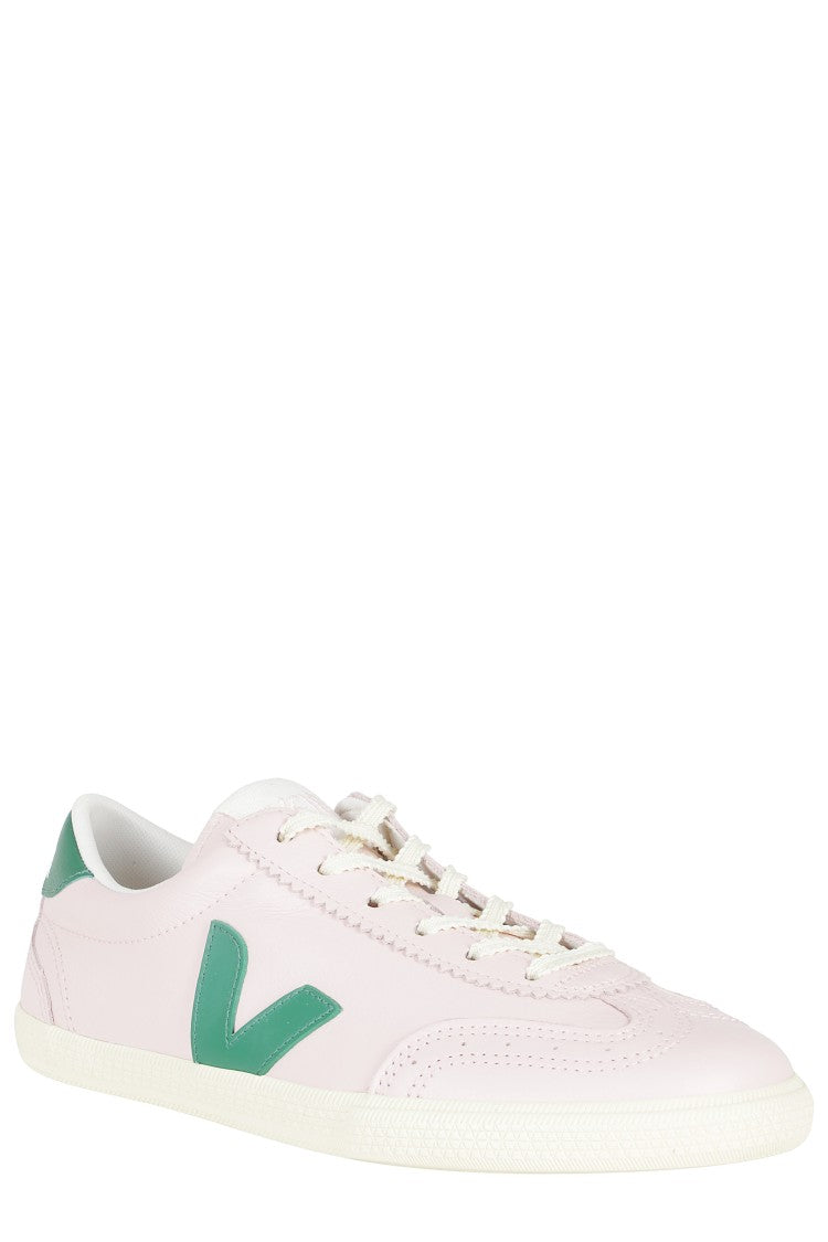 Veja Pink Volley Ot Green-Logo Leather Sneakers