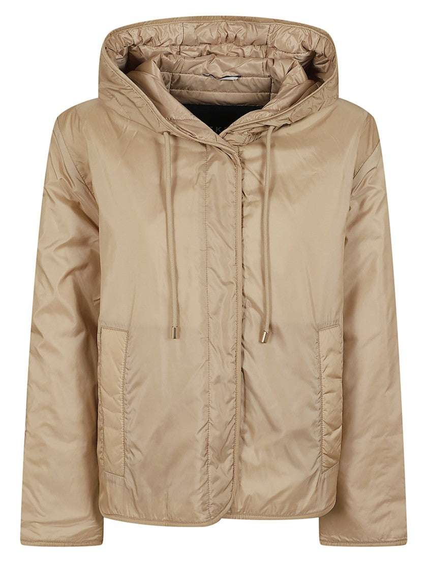 Max Mara Beige Water-Repellent Short Jacket With Adjustable Hood