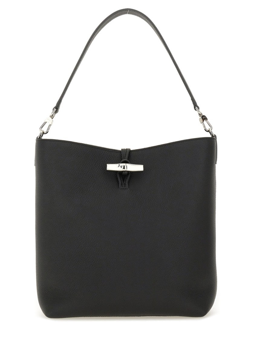 Longchamp Medium Hobo Bag With Metallic Bar Closure