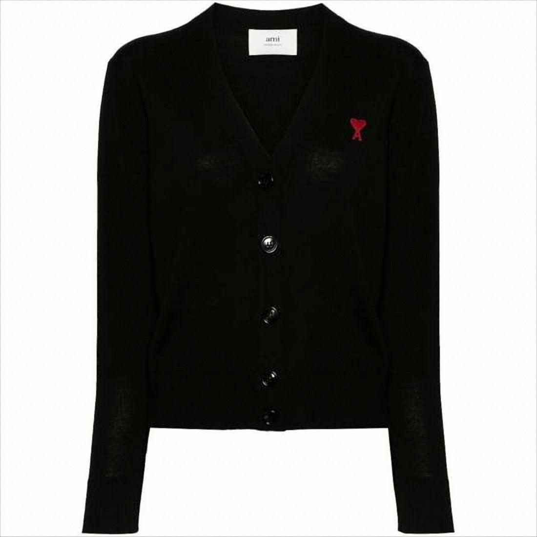 Ami Paris V-Neck Button-Down Cardigan In Soft Merino Wool