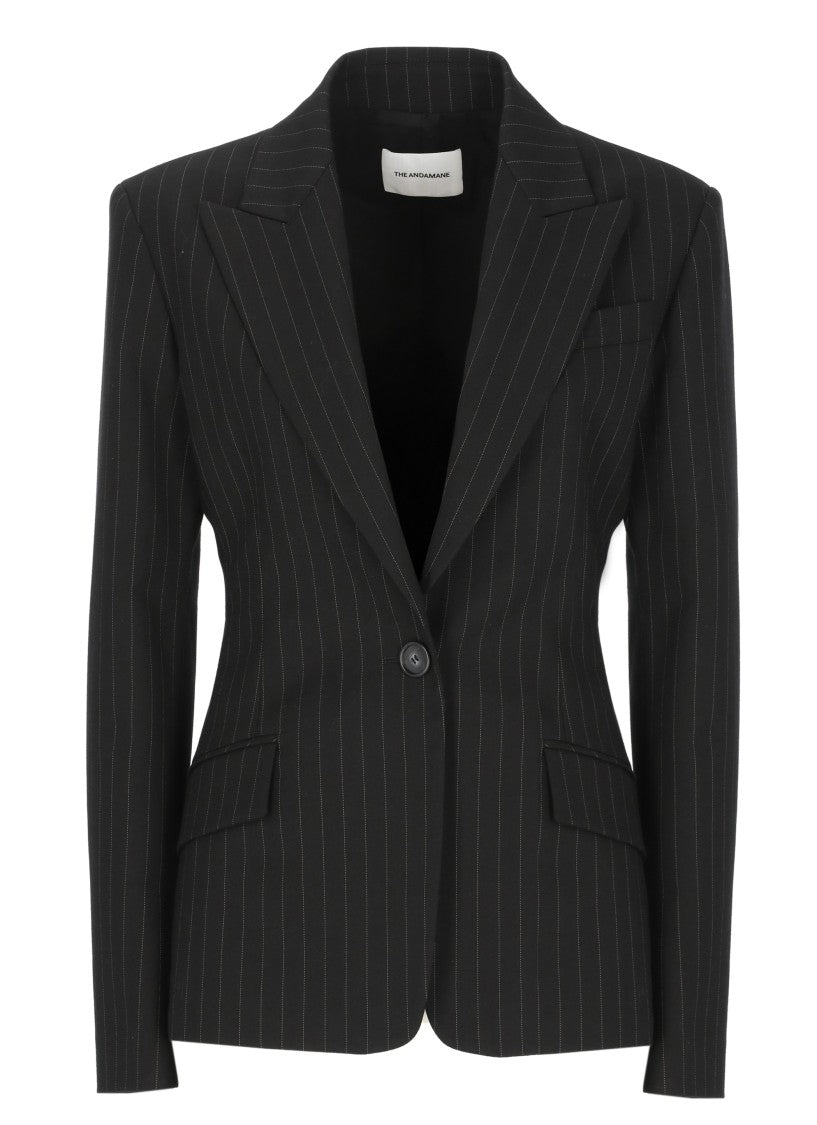 The Andamane Black Pinstriped Tailored Blazer