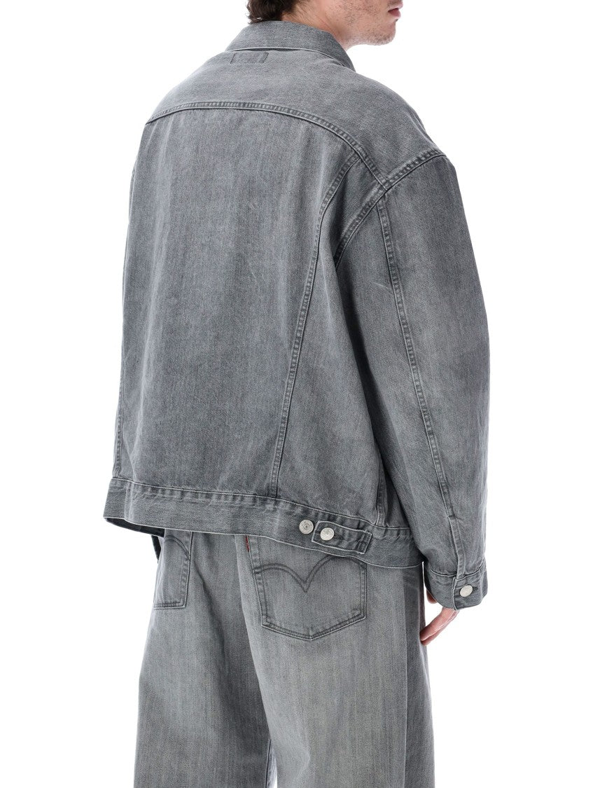 Junya Watanabe Washed Grey Oversized Denim Jacket