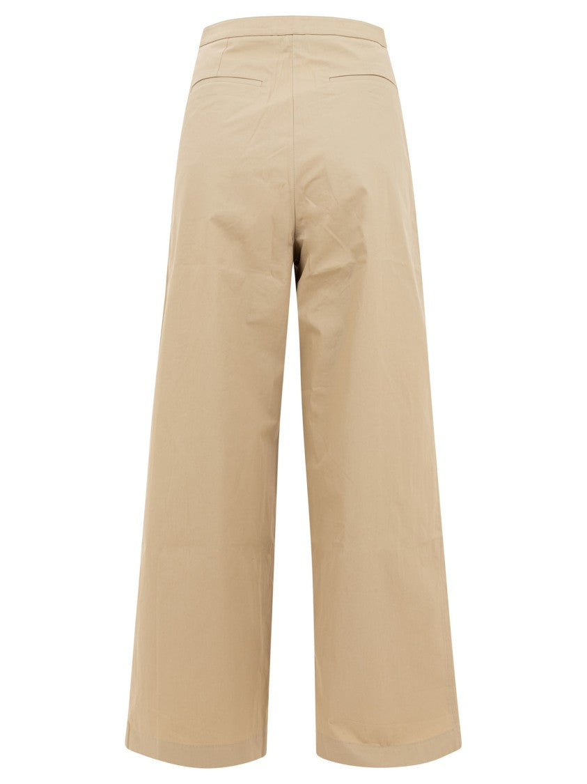 Theloom Cropped Beige Wide-Leg Trousers