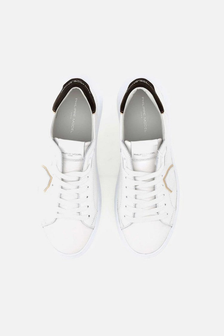 Philippe Model White Temple Contrast Heel Spoiler Leather Sneakers