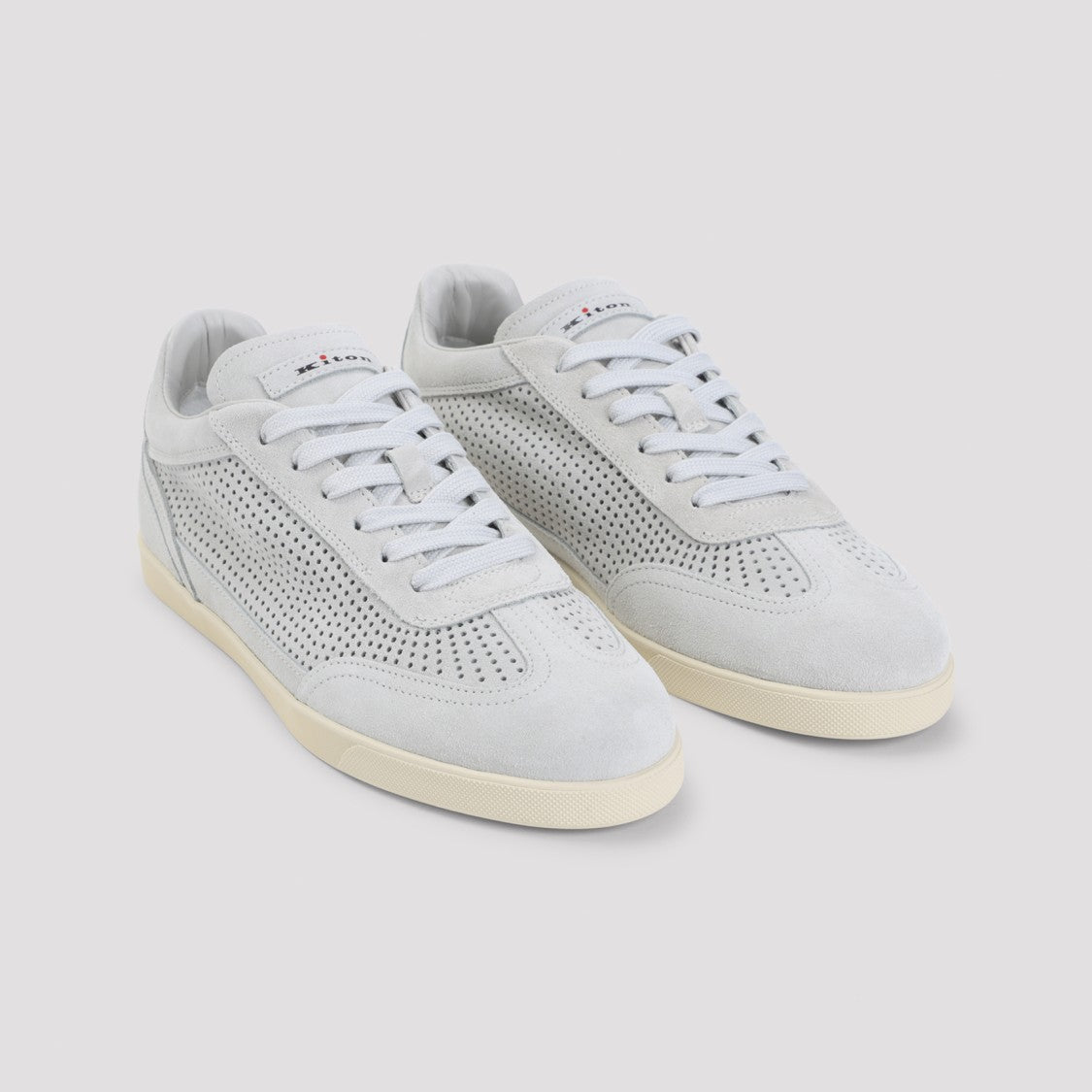 Kiton Low-Top White Sneakers With Perforated Panels