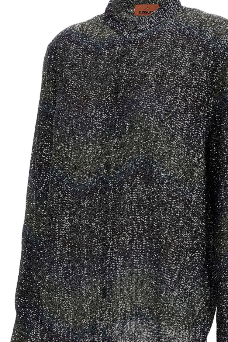 Missoni Multicolor Caperdoni Greek Key Knit Shirt