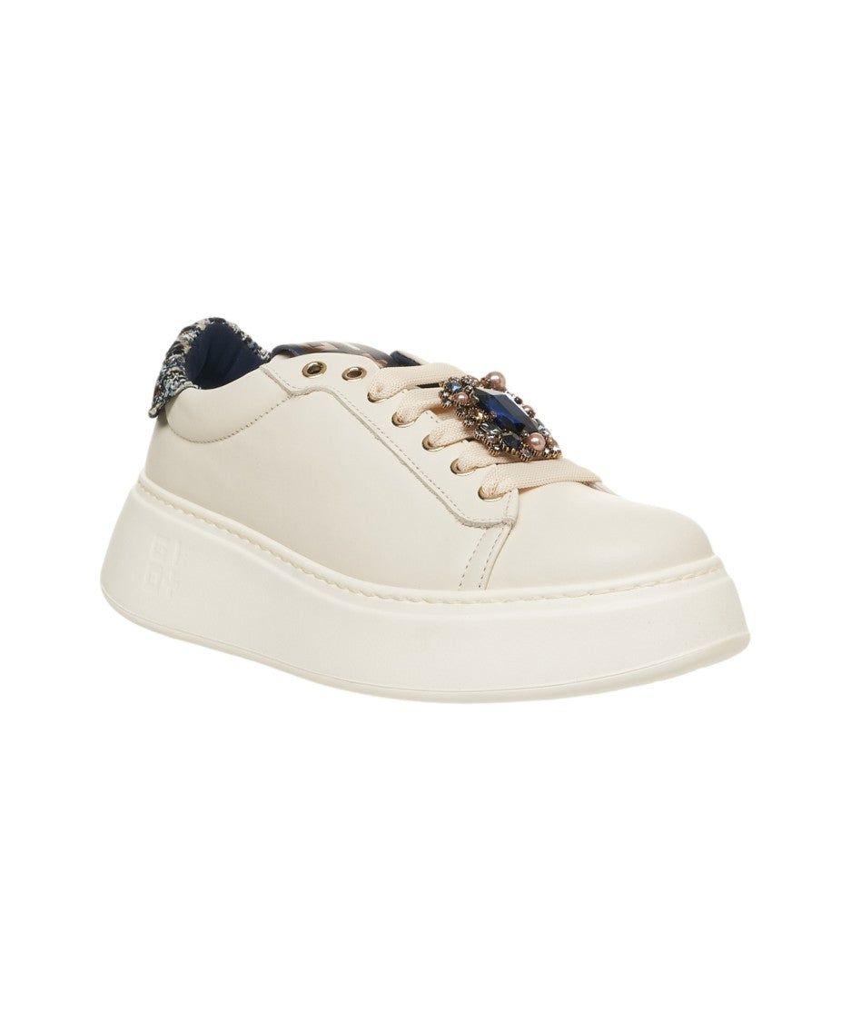 Gio+ Smooth Leather Sneakers With Distinctive Plateau Sole