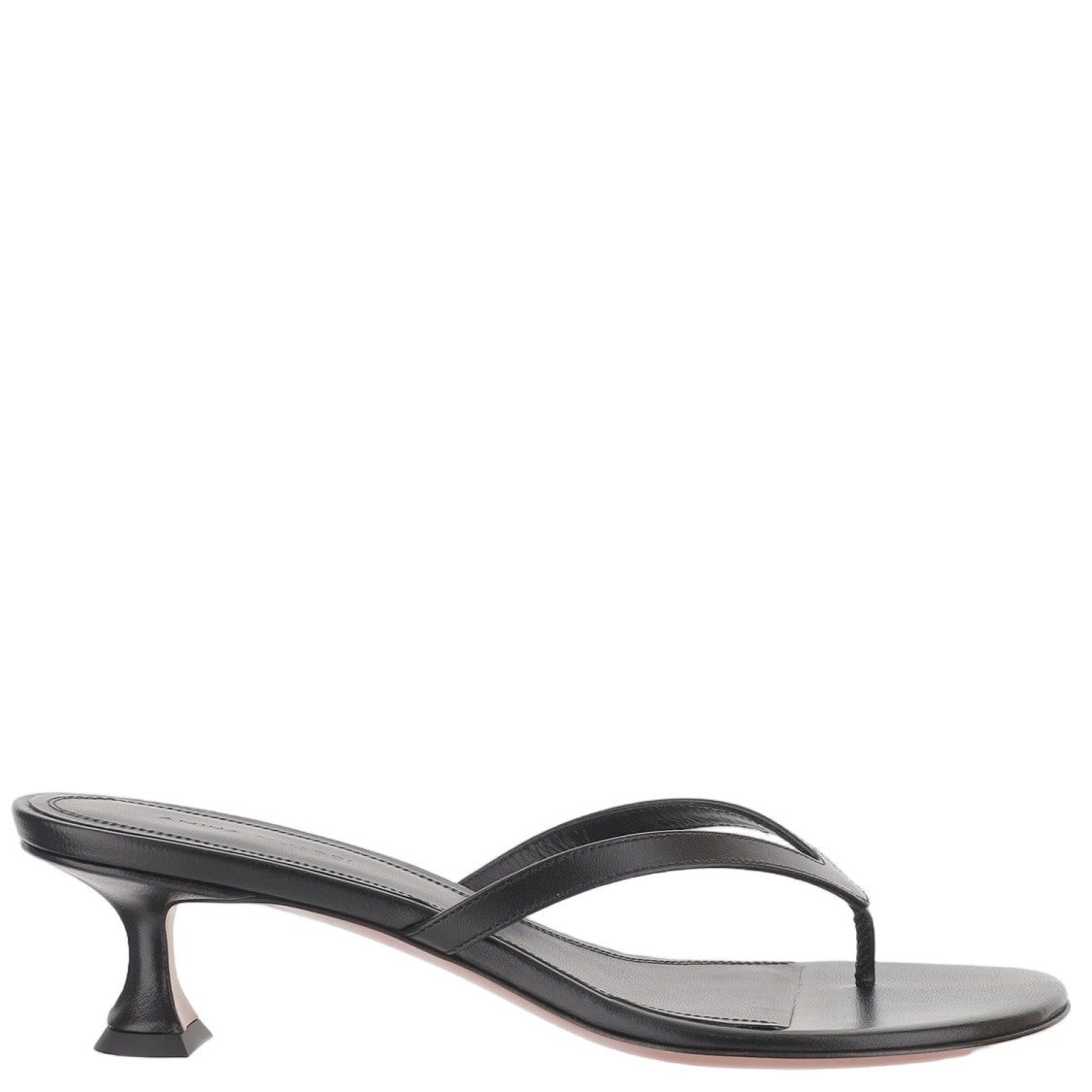 Amina Muaddi Sculpted Heel Leather Sandals With Thong Design