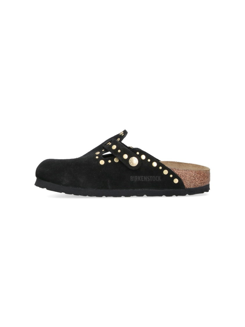 Birkenstock Black Slip-On Gold Studded Sandals