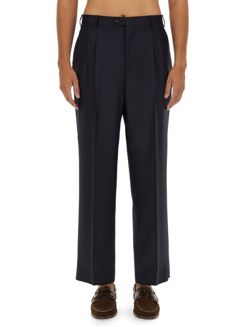 Etro Tailored Black Wool Pants With Sharp Pleats