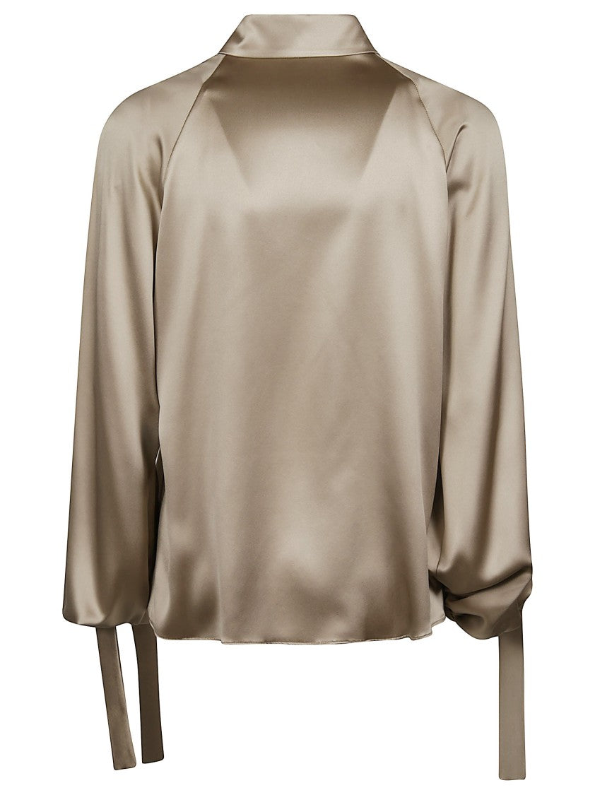 Max Mara Mxealare Puffed Sleeve Long Silk Shirt