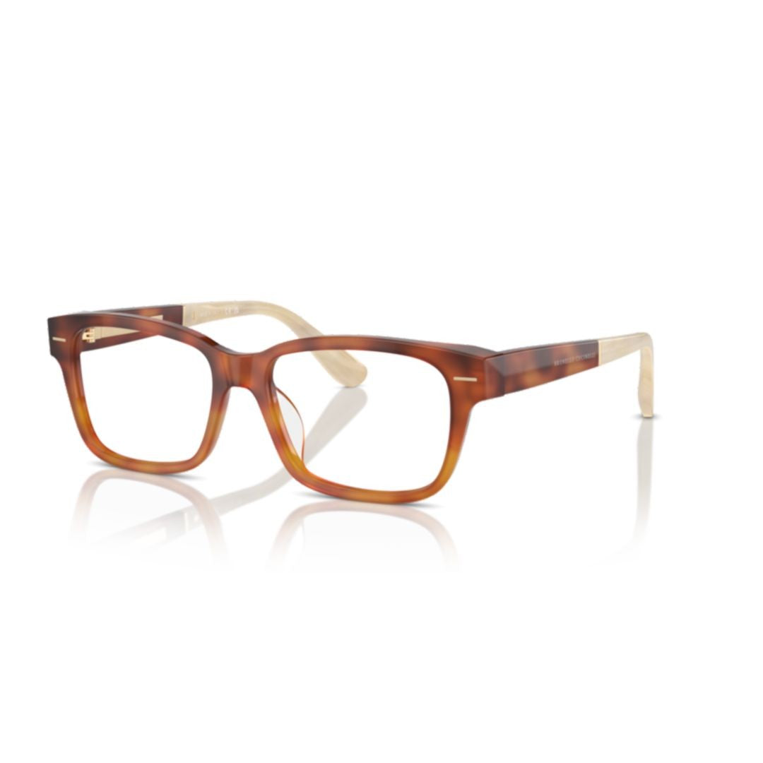 Brunello Cucinelli 0Bc3003 Tortoiseshell Rectangular Frame Eyeglasses With Beige Temples