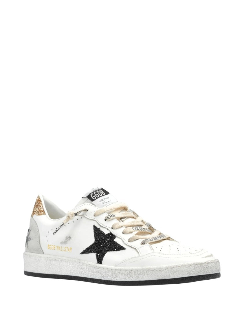 Golden Goose Paneled Leather Sneakers With Glittery Star Detail