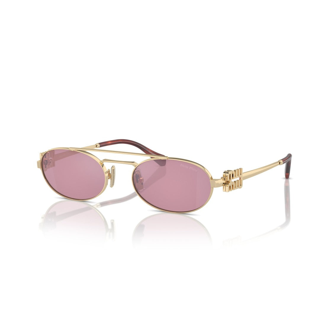 Miu Miu 0Mu 54Zs Gold Metal Oval Sunglasses