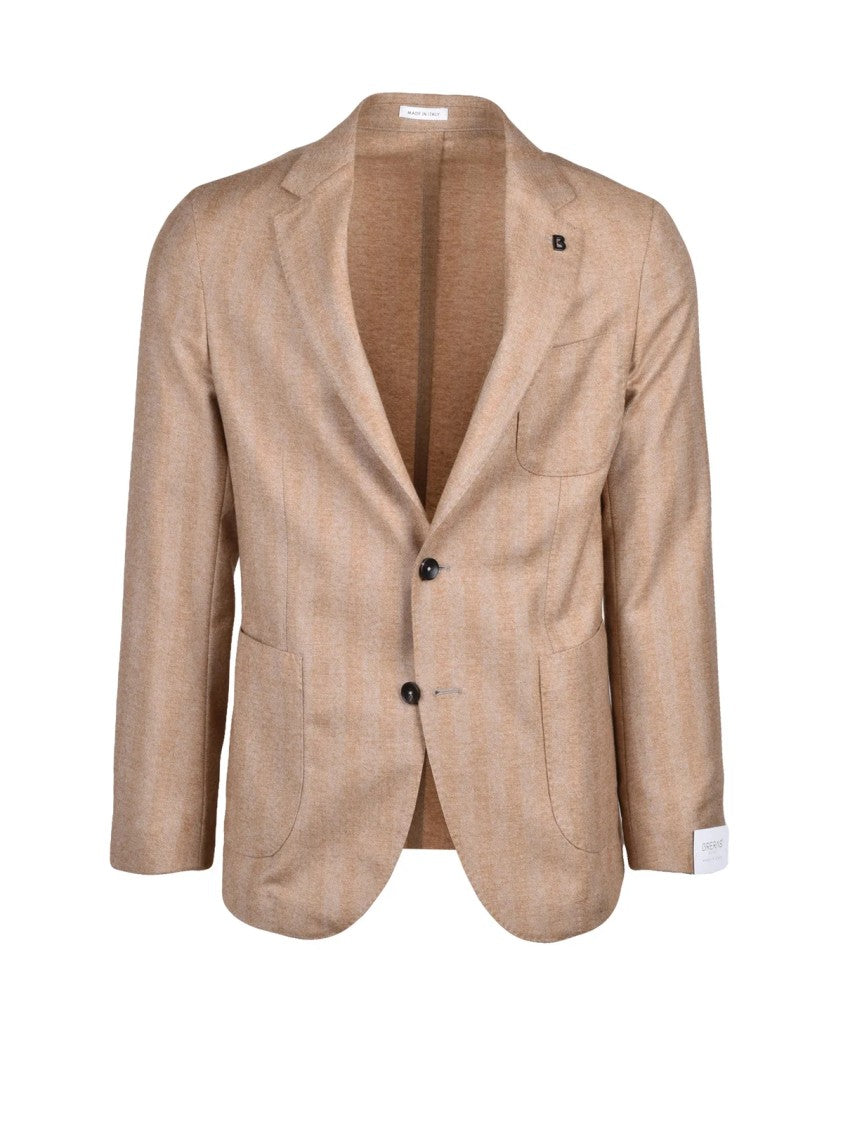 Breras Milano Beige Rounded Virgin Wool Blazer