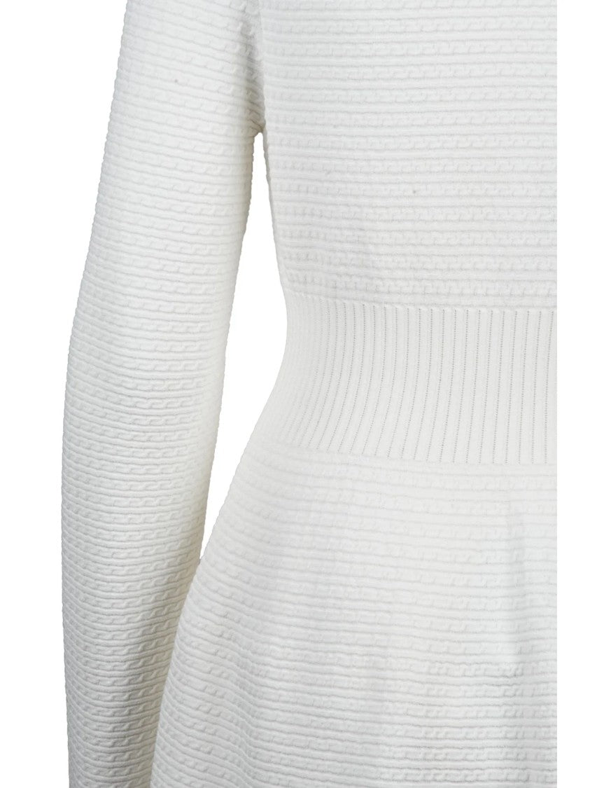 Valenti White A-Line Rayon-Blend Stretch Dress