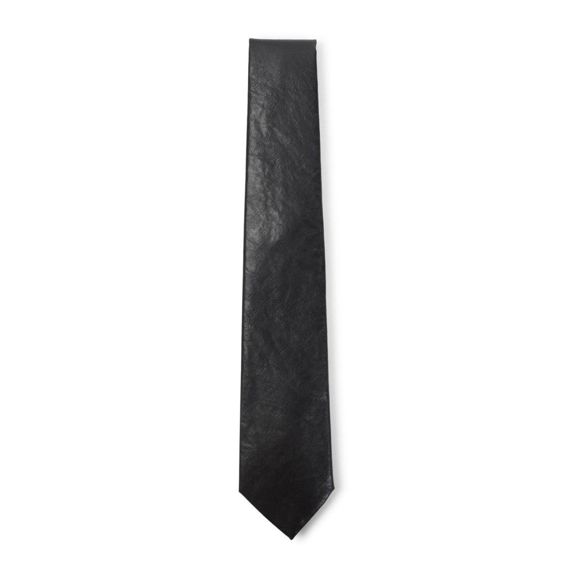 Our Legacy Solid Black Neck Tie With Smooth Texture And Refined Finish