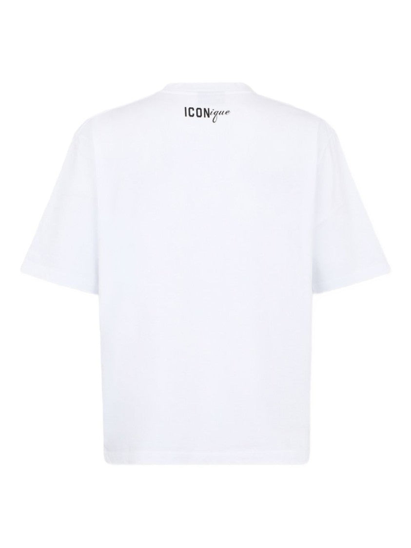 Dsquared2 White Relaxed Fit Graphic Cap T-Shirt