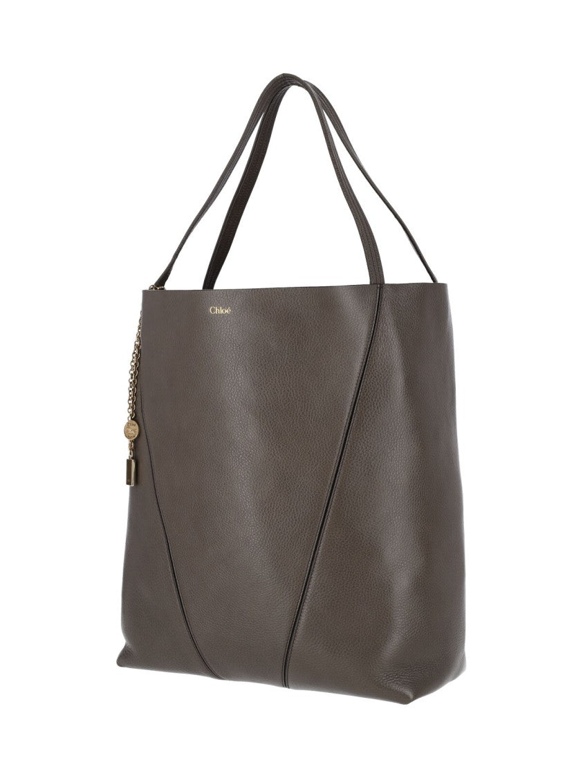 Chloé Grey Spin Textured Leather Tote