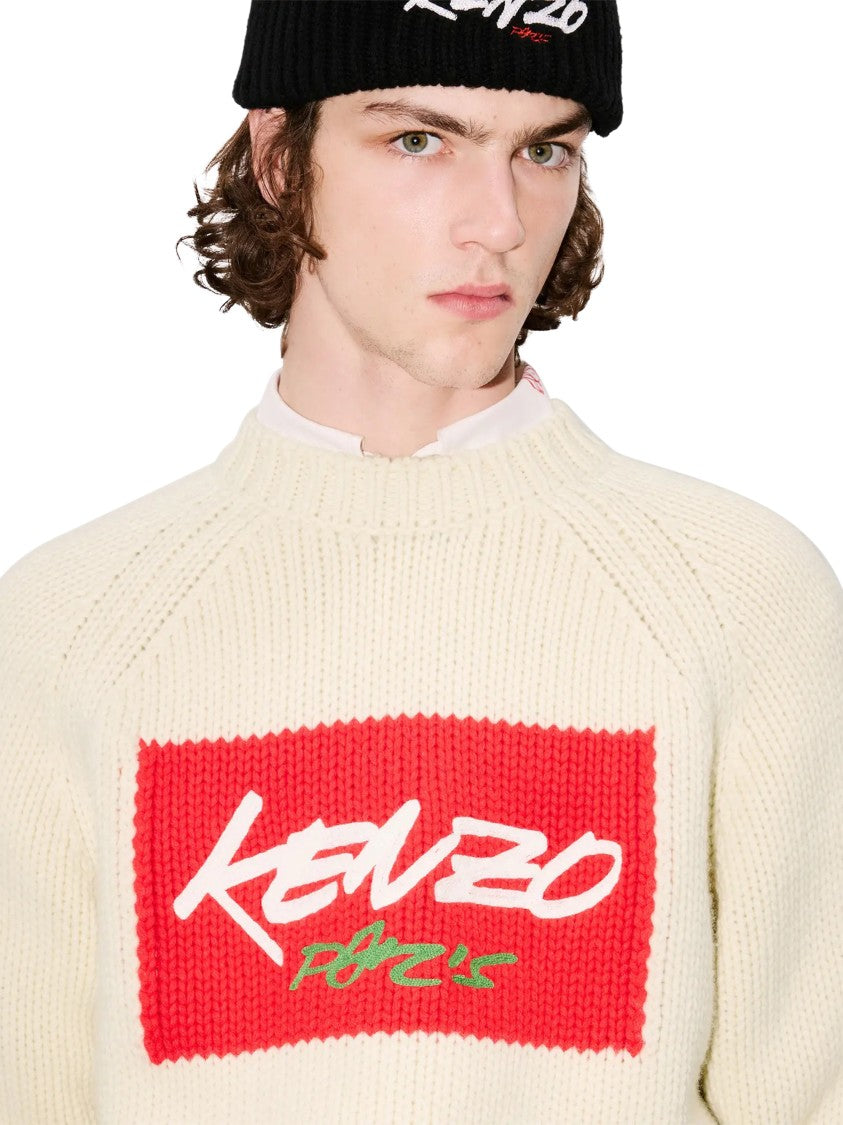 Kenzo Knit Futura Jumper With Bold Rectangular Patch