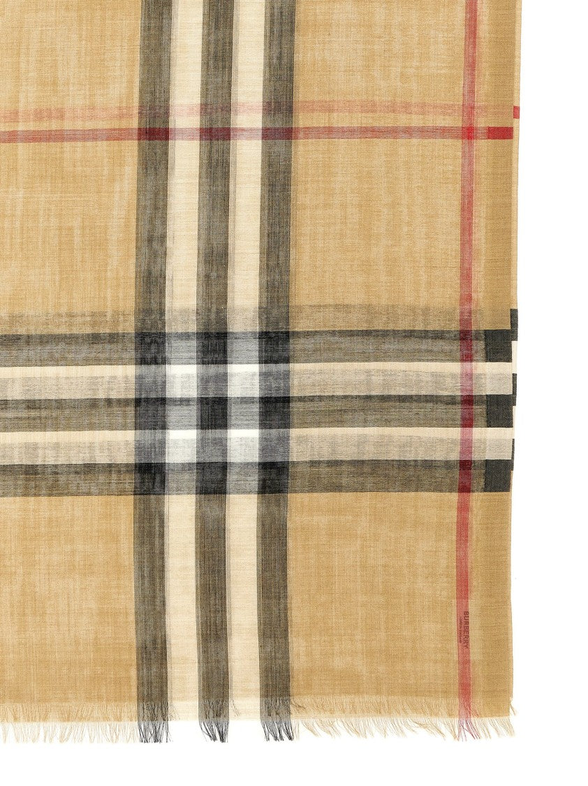 Burberry Fringed Check-Print Wool And Silk Scarf