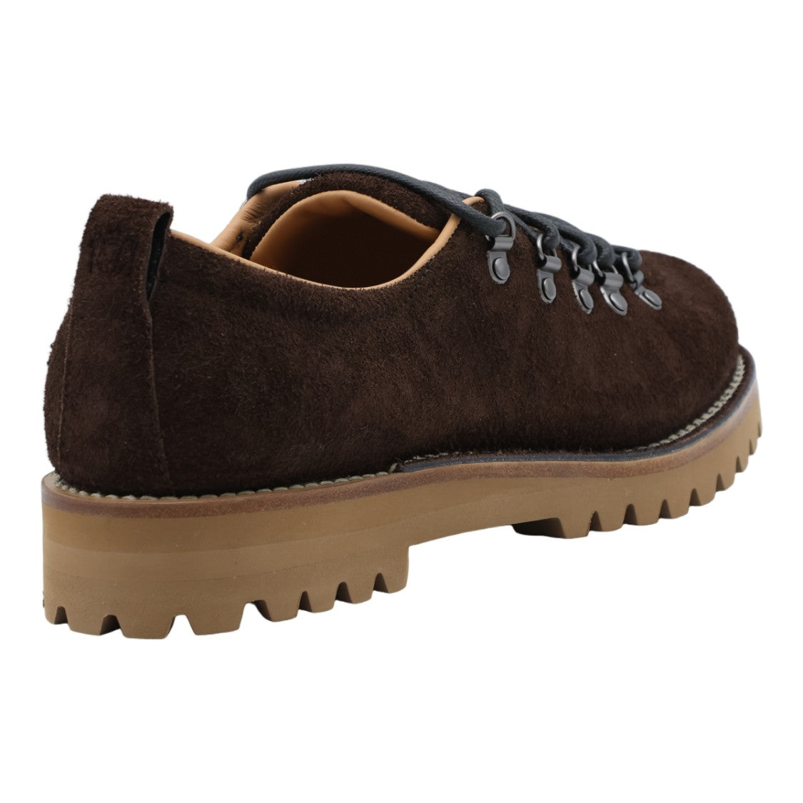 Church's Dark Brown Suede Lace-Up Flat Shoes With Rugged Sole
