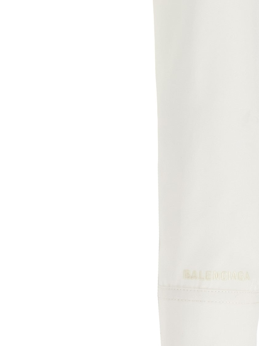 Balenciaga Cropped Shirt With Pointed Collar And Embroidered Cuffs